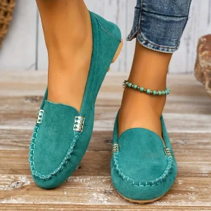 Mocassini casual da donna in pelle PU, comodi e senza lacci